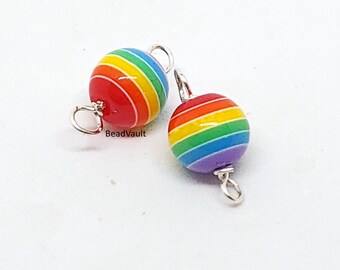 Regenbogen Kugel Verbinder, Bunte Schmuck Links, Vielfalt Schmuckzubehör, Bastelbedarf, Add On Verbinder, Destash (H244)