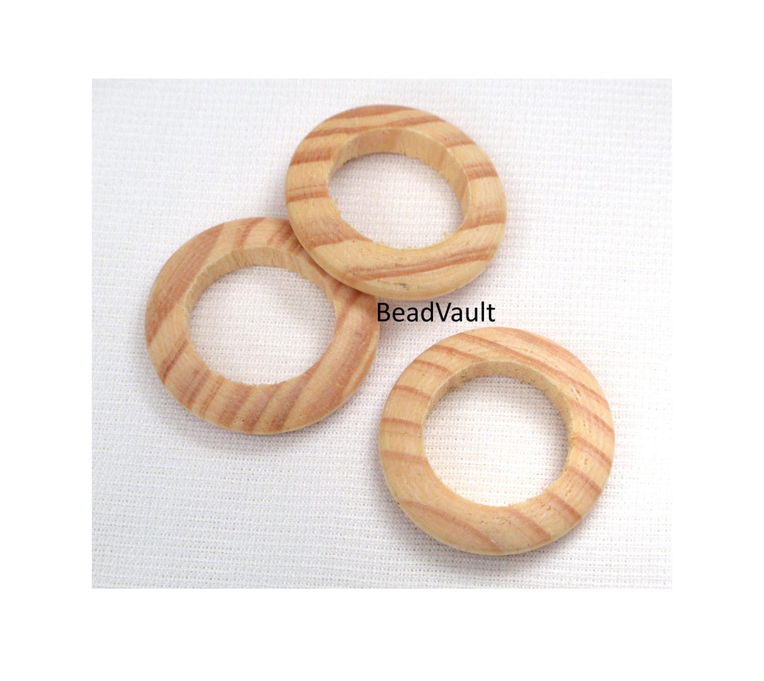 Striped Beige Wood Rings, 5 Rings for DIY Crafts, Boho Jewelry Making ...