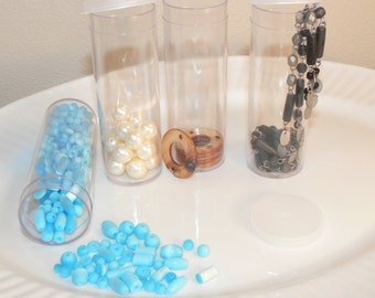 Hard Plastic Clear Tube Containers, Bead Containers, Loose Storage Tubes, Supplies, Organize Containers, Destash (S1)