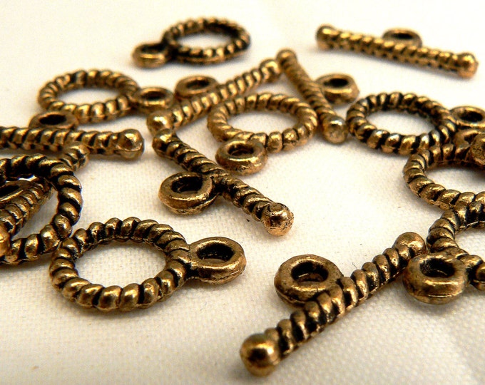 70 Fermoirs Toggle En Bronze Antique (Or) – Pour Création De Bijoux – Style Vintage – Neufs