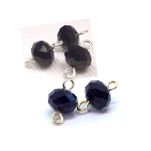 Black Crystal Connector, Black Jewelry Links, Jet Black Sparkle Add On Connector, Jewelry Making Supplies, Destash Craft Supplies