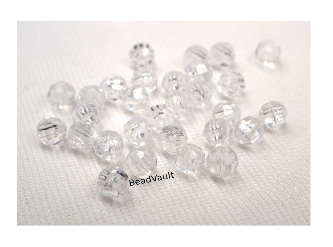 Clear Acrylic Beads, 6mm Clear Ball Beads, 15 Clear Beads for Jewelry ...