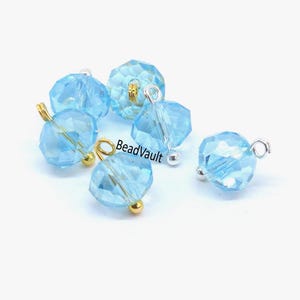 Light Turquoise Blue Crystal Charms, Light Blue Crystal Jewelry Charms, Turquoise Sparkle Charm, Charms For Jewelry Making, Destash (H903)