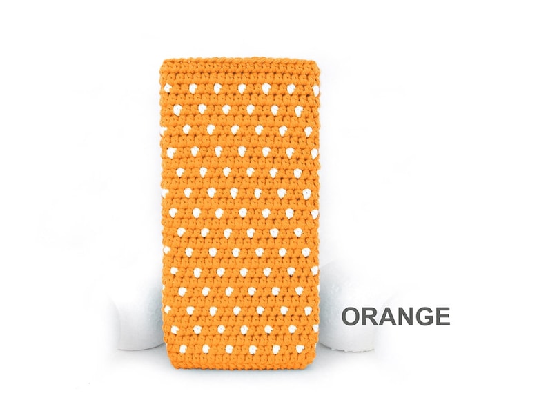 Blue iPhone 15 Max pouch, Xiaomi 14 ultra sock, polka dot Galaxy S24 plus sleeve, Samsung S23 FE case, Honor Magic 6 cover, iPhone 14 cozy 03.orange