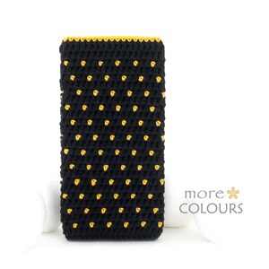 Black iPhone 16 Pro Max sleeve, iPhone SE 2022 soft case, Golden polka dots iPhone 12 mini phone cover, iPhone 14 sock, iPhone 15 plus pouch