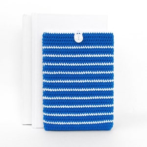 Koningsblauwe Kobo Nia-ecohoes, Kindle 8-zakje met witte strepen, Storytel-readerhoes, Tolino Page 2-hoes, veganistische Onyx BOOX Poke 2-sok