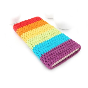 Rainbow Galaxy S25 edge pouch, Samsung S24 FE cover, vegan sleeve for A16 /A73 /S20 FE 2022, multicolor Z Fold 7 soft case, Galaxy S23+ sock