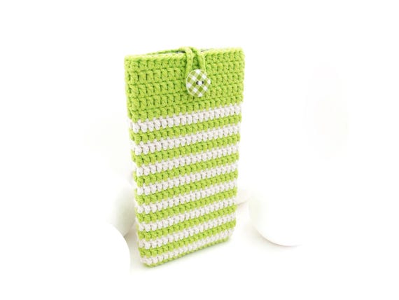 Apple iPhone Air eco-friendly sleeve, iPhone 16 Pro Max sock case, iPhone 14 soft cover, striped iPhone 15 pro pouch, iPod Touch crochet bag