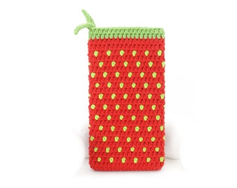 Strawberry iPhone 14 Pro phone case, Samsung S21 FE cozy, Asus Zenfone 8 soft cover, Moto G50 sock, Pixel 6a vegan pouch, polka dots sleeve