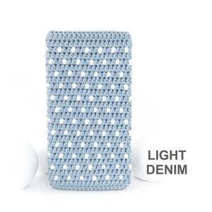 Blue iPhone 15 Max pouch, Xiaomi 14 ultra sock, polka dot Galaxy S24 plus sleeve, Samsung S23 FE case, Honor Magic 6 cover, iPhone 14 cozy 08.light denim