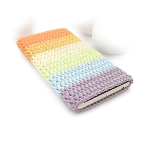 Pastel iPhone 16e pouch, iPhone 15 plus soft cover, Rainbow iPhone 13 Pro Max sleeve, iPhone SE 2025 phone sock, colorful iPhone 8 eco case