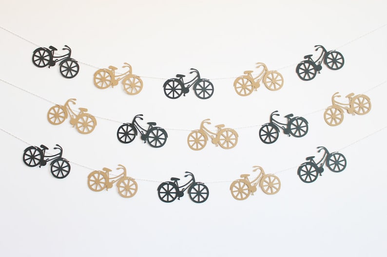 Bicycle Party Banner Customizable Colors image 1