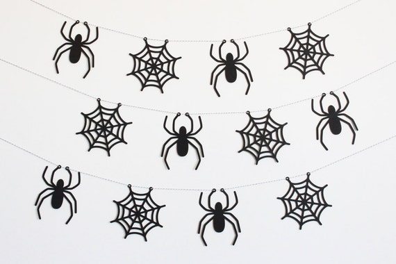 Spider and Spiderweb Halloween Party Banner Customizable | Etsy