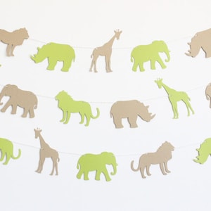 Zoo Animal Party Banner with Lions, Giraffes, Elephants, and Rhinos - Customizable Colors