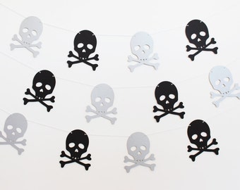 Skull and Crossbones Pirate Party Banner - Customizable Colors