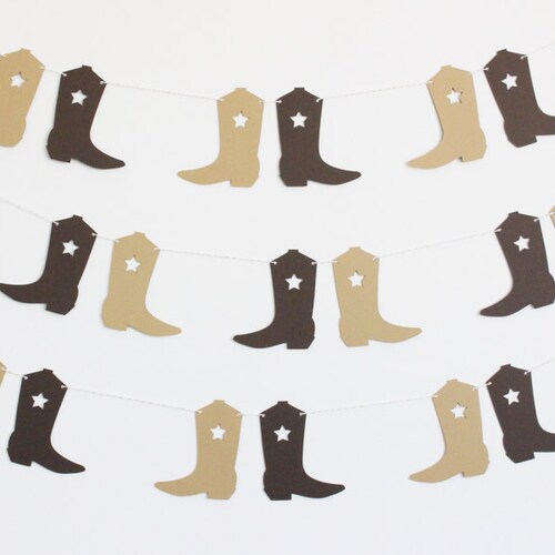 Cowboy Boot Western Party Banner Customizable Colors Etsy