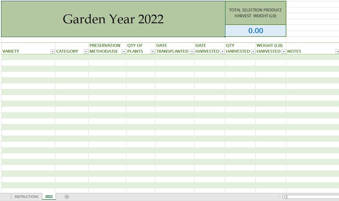 Garden Harvest Spreadsheet | Harvest Yields | Harvest Weight Tracker - Etsy
