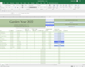 Hoja de cálculo del planificador de jardín / Cuándo comenzar las semillas / Programador de trasplante de plántulas