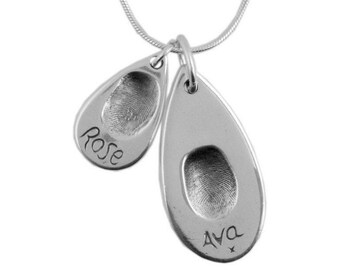 Tear drop Fingerprint Pendants & Chain