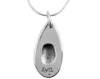 Tear Drop Fingerprint Pendant & Chain