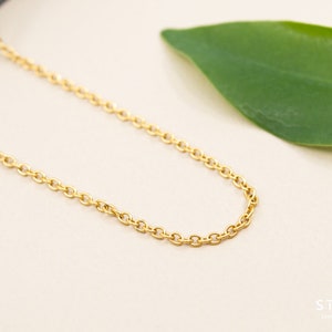 2mm oval gold stainless steel cable chain necklace, soldered oval link gold chain for women, tarnish resistant chain image 1