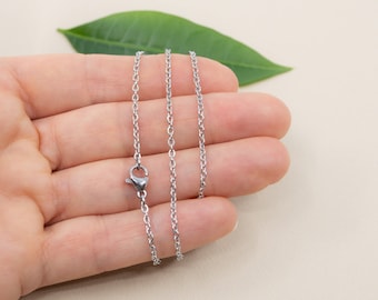 Delicate 2mm flat cable stainless steel chain, finished necklace chain, silver cable chain for women, chain for pendant.