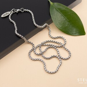 2.5 mm rolo stainless steel chain, unisex round box chain, unisex silver chain necklace, steel rolo box chain for made in Canada image 2