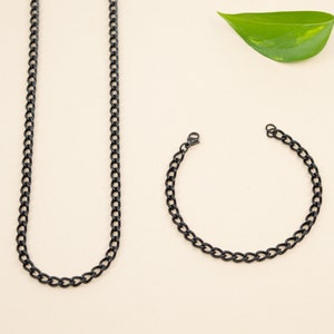 Black thick curb chain necklace, 4.3 mm x 7mm, unisex black curb chain, black men's jewelry, black chain for women image 5