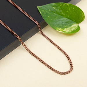 2.5mm antique copper plated chain necklace, copper chain necklace, unisex curb chain for pendant, copper choker chain image 9