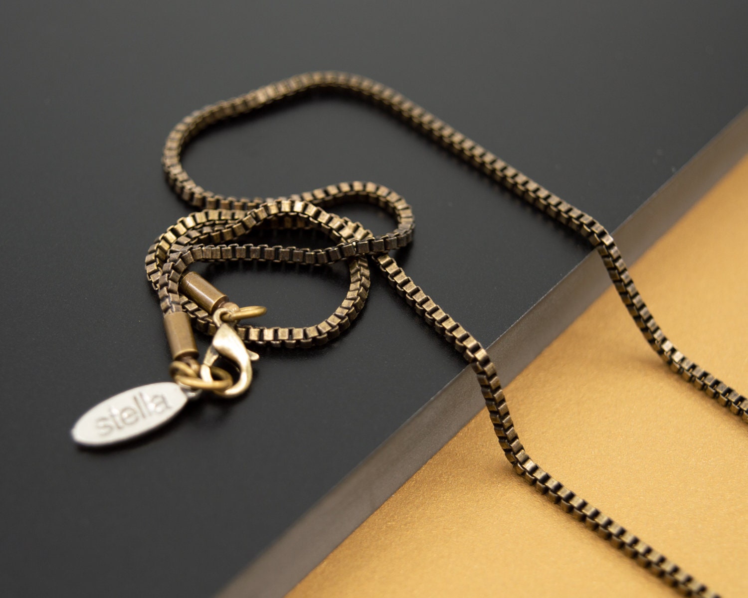 Antique brass 2mm box chain 14 to 36 in length thick chain Etsy