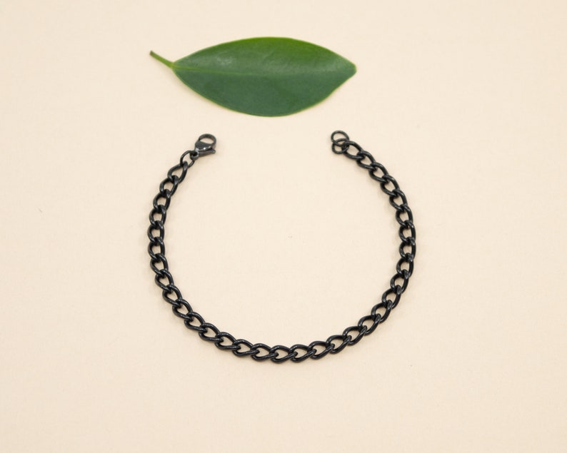 Black thick curb chain necklace, 4.3 mm x 7mm, unisex black curb chain, black men's jewelry, black chain for women image 6