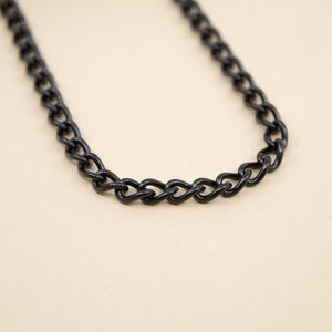 Black thick curb chain necklace, 4.3 mm x 7mm, unisex black curb chain, black men's jewelry, black chain for women image 3