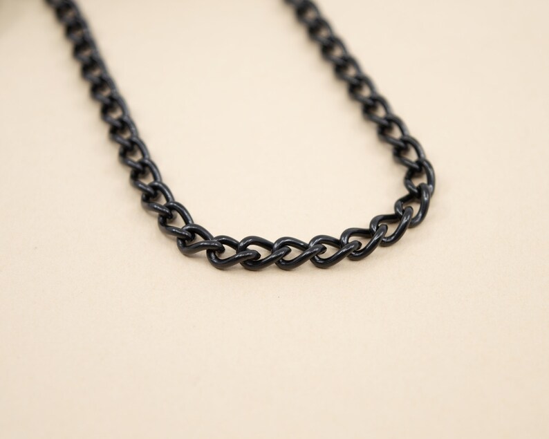 Black thick curb chain necklace, 4.3 mm x 7mm, unisex black curb chain, black men's jewelry, black chain for women image 3