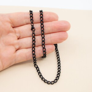 Black thick curb chain necklace, 4.3 mm x 7mm, unisex black curb chain, black men's jewelry, black chain for women image 2