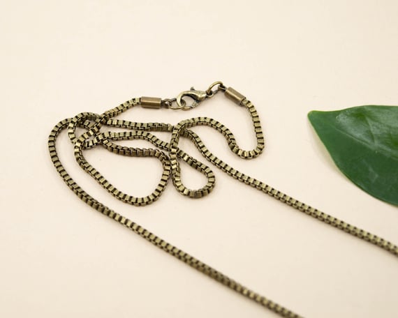 Antique Brass 2mm Box Chain Thick Chain for Locket Pendant Finished Chain Necklace Bronze Chain for Him Her Raw Brass Chain Necklace Etsy
