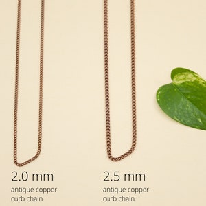 2.5mm antique copper plated chain necklace, copper chain necklace, unisex curb chain for pendant, copper choker chain image 7