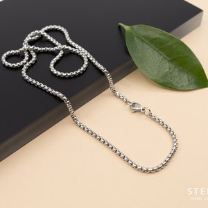 2.5 mm rolo stainless steel chain, unisex round box chain, unisex silver chain necklace, steel rolo box chain for made in Canada image 8