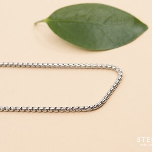 2.5 mm rolo stainless steel chain, unisex round box chain, unisex silver chain necklace, steel rolo box chain for made in Canada image 3