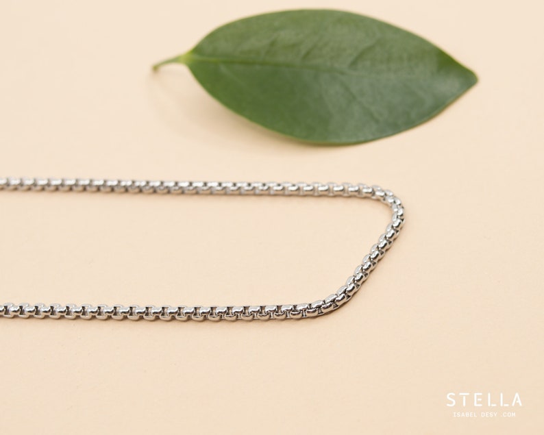 2.5 mm rolo stainless steel chain, unisex round box chain, unisex silver chain necklace, steel rolo box chain for made in Canada image 3