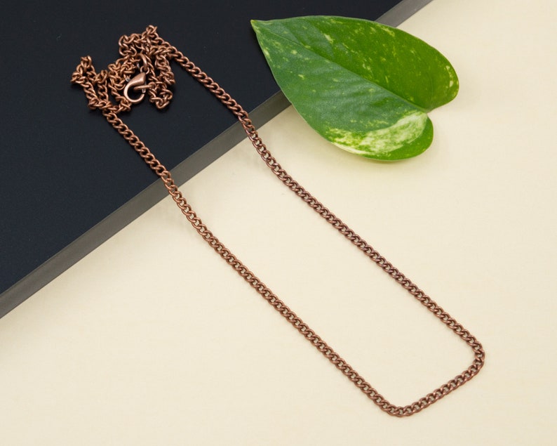 2.5mm antique copper plated chain necklace, copper chain necklace, unisex curb chain for pendant, copper choker chain image 5