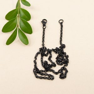 2.6 x 3mm black stainless steel cable chain, black chain for pendant, finished chain necklace for women, custom length 14 to 36 inches image 2