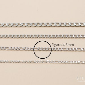 4.5mm figaro chain necklace, stainless steel chain, men's chain figaro flat links, unisex classic chain, silver chain, steel jewelry image 7