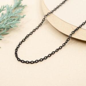 2.6 x 3mm black stainless steel cable chain, black chain for pendant, finished chain necklace for women, custom length 14 to 36 inches image 6