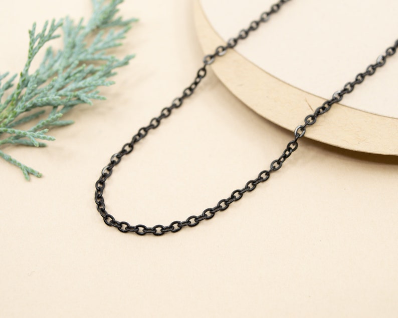 2.6 x 3mm black stainless steel cable chain, black chain for pendant, finished chain necklace for women, custom length 14 to 36 inches image 6