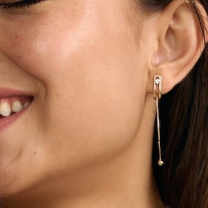 14K Gold Diamond Ear Suspender Cuff Earrings