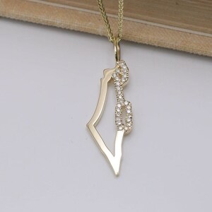 Israel Map mit Diamanten Gold Halskette