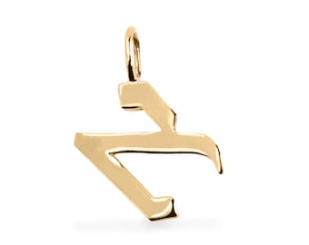 14k Solid Gold Hebrew Letter Pendant, Hebrew Letter Necklace, Religious Jewelry, Hebrew Jewelry, Jewish Necklace Personalized israel jewelry