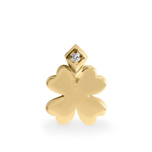 May include: A gold four-leaf clover charm with a small diamond in the center. The charm is a popular symbol of good luck.