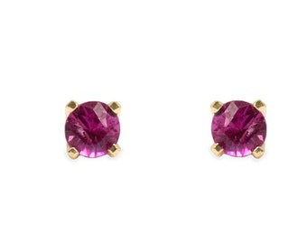 14k Gold Tiny Ruby Stud Earrings, Dainty Ruby Studs, Genuine Ruby 2mm Stud Earrings, July Birthstone, Emerald Earrings,Fine Gemstone Jewelry