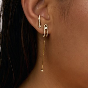 Single 14K Gold Diamond Ear Lobe Cuff Earring